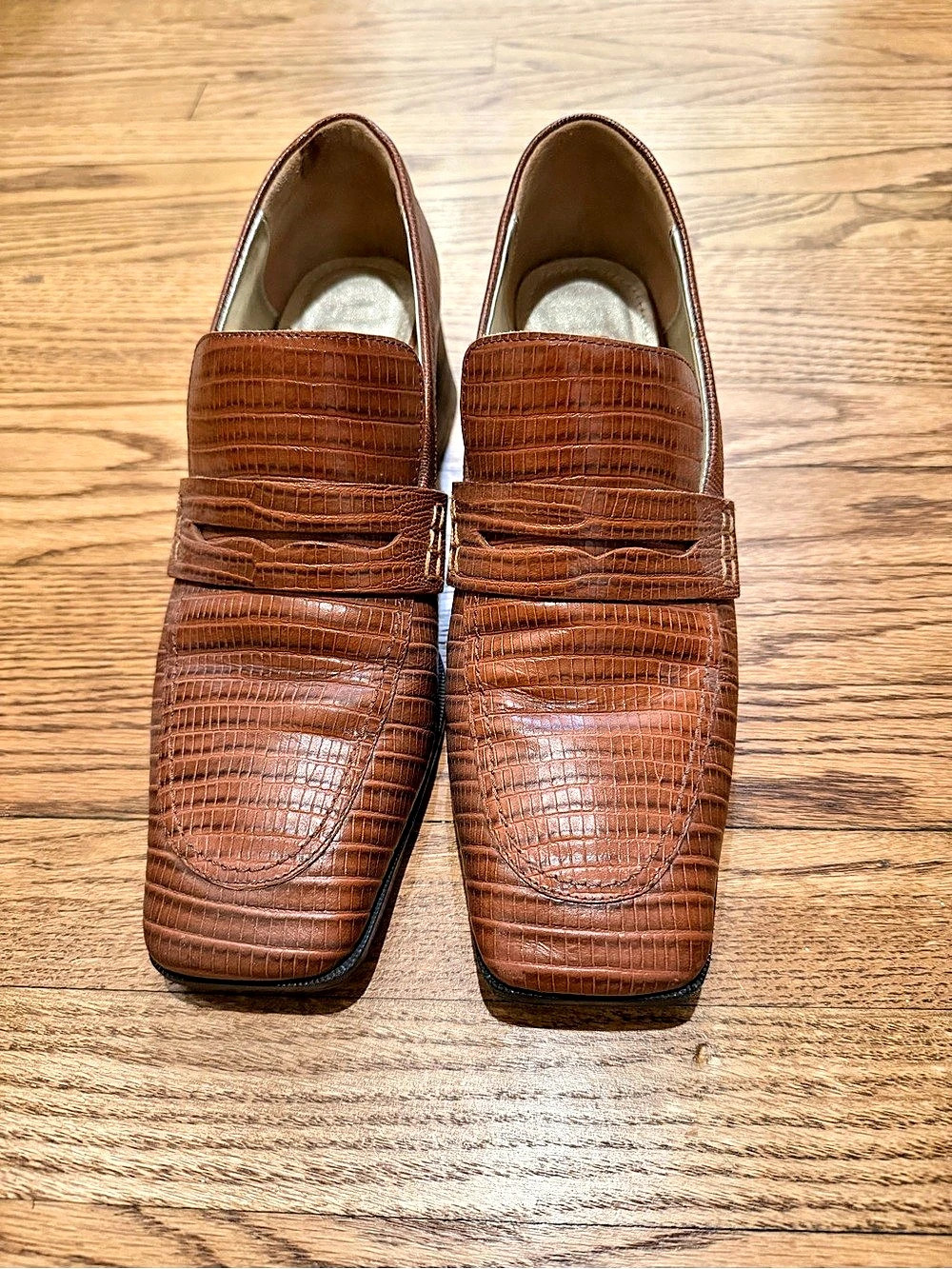 Brown Square-Toe Heeled loafer